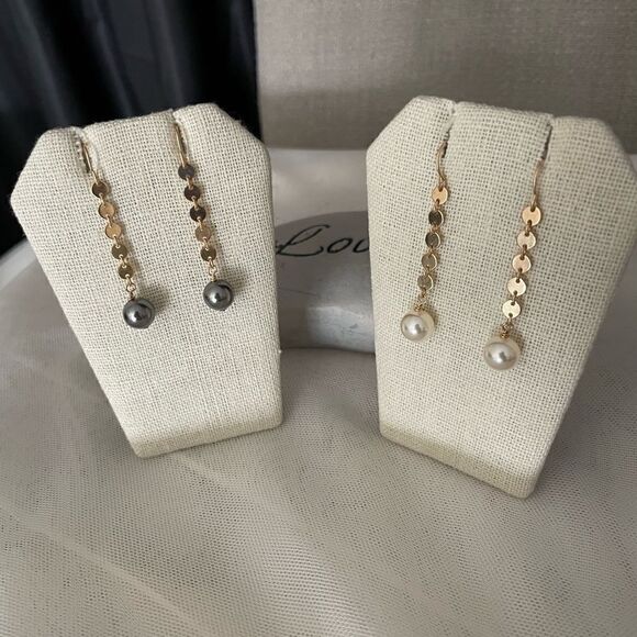 #9 Gold Over Sterling Coin Pearl Drop Earrings - Picture 1 of 3